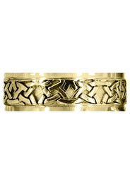 Yellow Gold Celtic Mens Wedding Band | Sand Blast / High Polish Finish (Jaden)