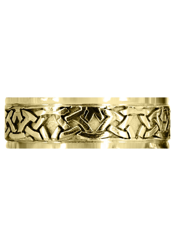 Yellow Gold Celtic Mens Wedding Band | Sand Blast / High Polish Finish (Jaden)