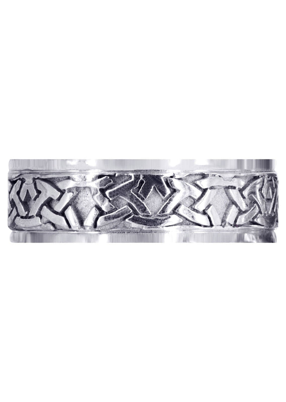 Celtic Mens Wedding Band | Sand Blast / High Polish Finish (Jaden)
