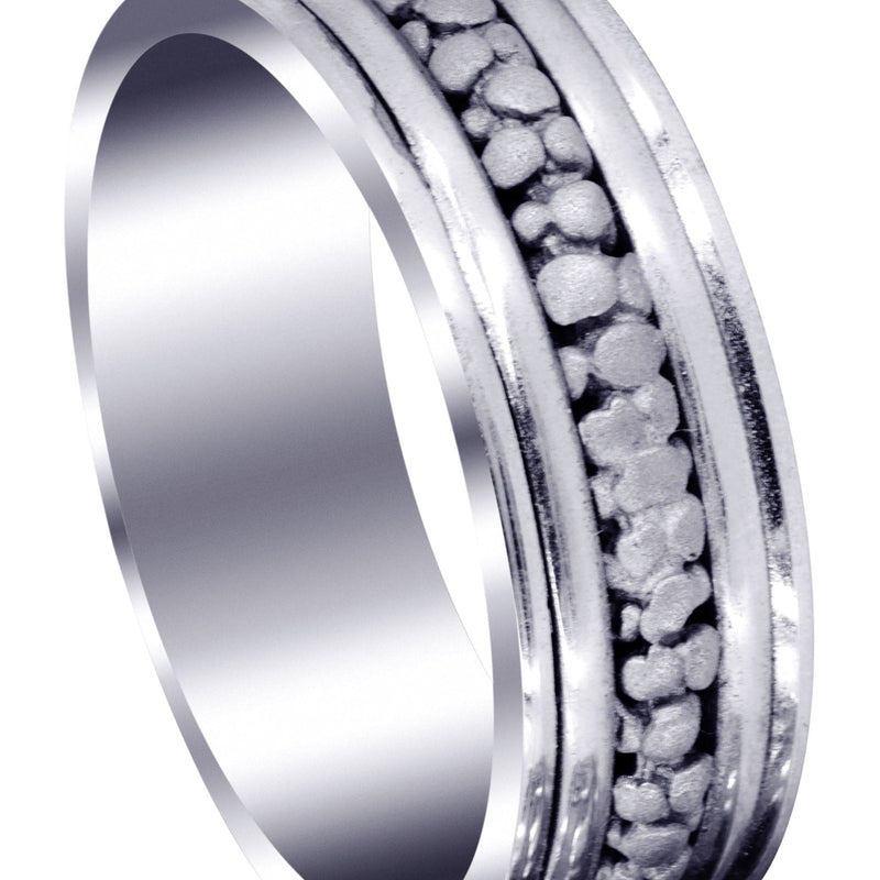 Contemporary Unique Mens Wedding Band| Sand Blast Finish (Kenneth)