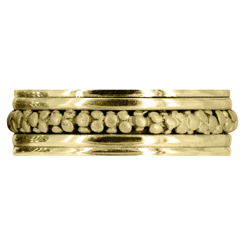 Yellow Gold Contemporary Unique Mens Wedding Band| Sand Blast Finish (Kenneth)