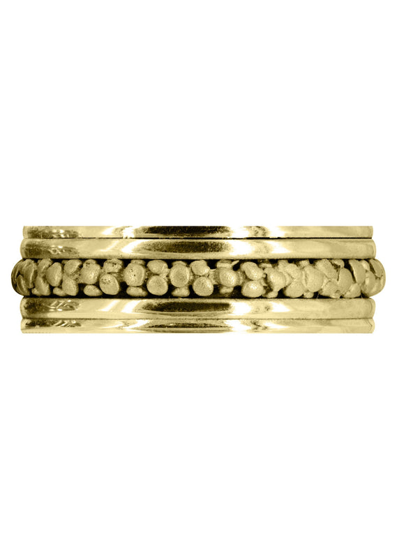 Yellow Gold Contemporary Unique Mens Wedding Band| Sand Blast Finish (Kenneth)