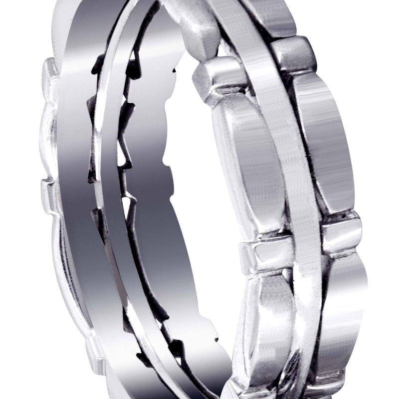 Contemporary Mens Wedding Band | Satin / High Polish Finish (Brady)