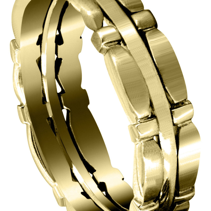 Yellow Gold Contemporary Mens Wedding Band | Satin / High Polish Finish (Brady)