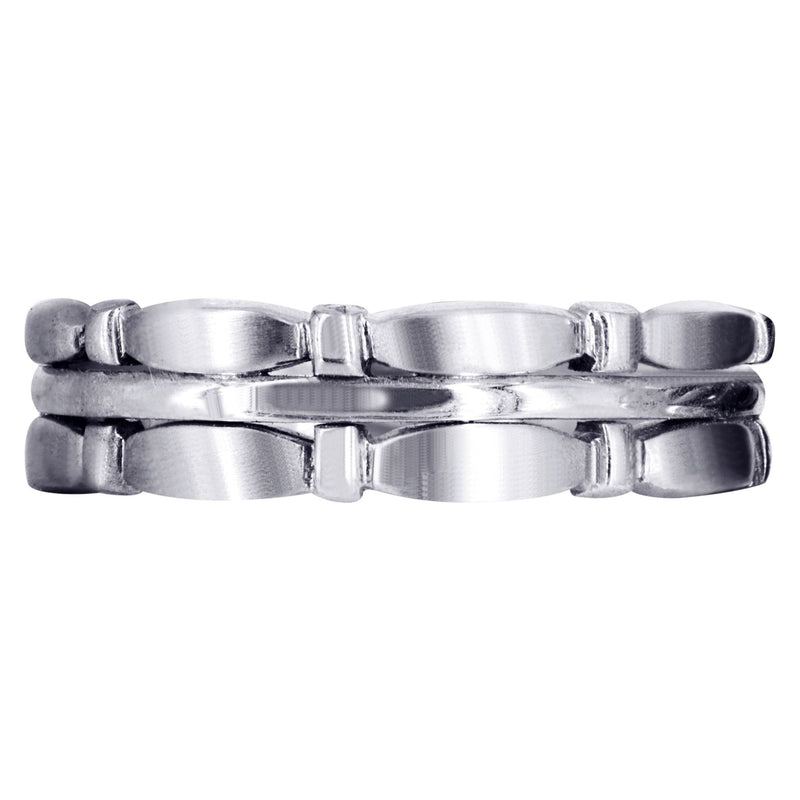 Contemporary Mens Wedding Band | Satin / High Polish Finish (Brady)