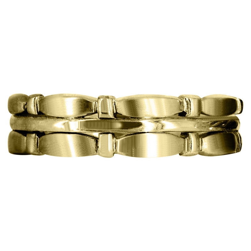 Yellow Gold Contemporary Mens Wedding Band | Satin / High Polish Finish (Brady)