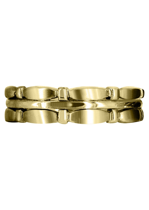 Yellow Gold Contemporary Mens Wedding Band | Satin / High Polish Finish (Brady)