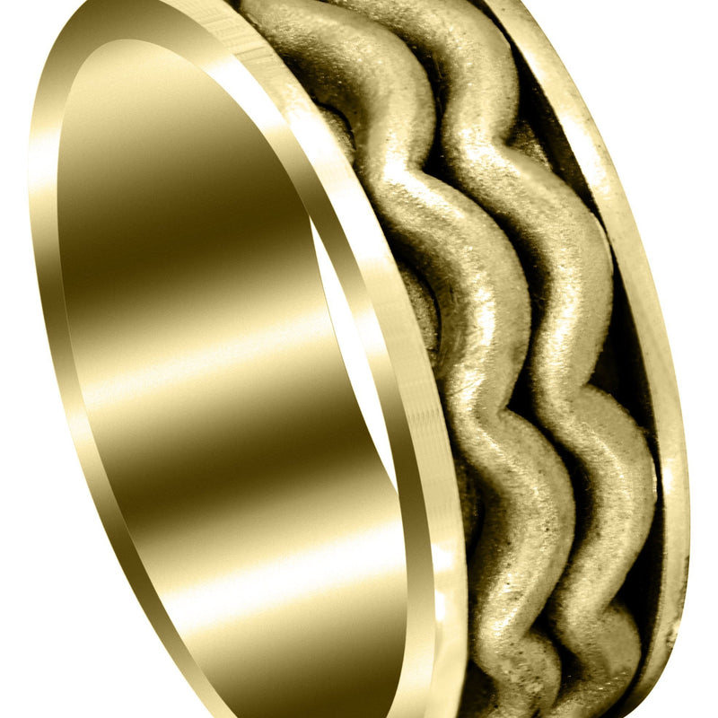 Yellow Gold Contemporary Mens Wedding Band | Sand Blast Finish (Maximus)