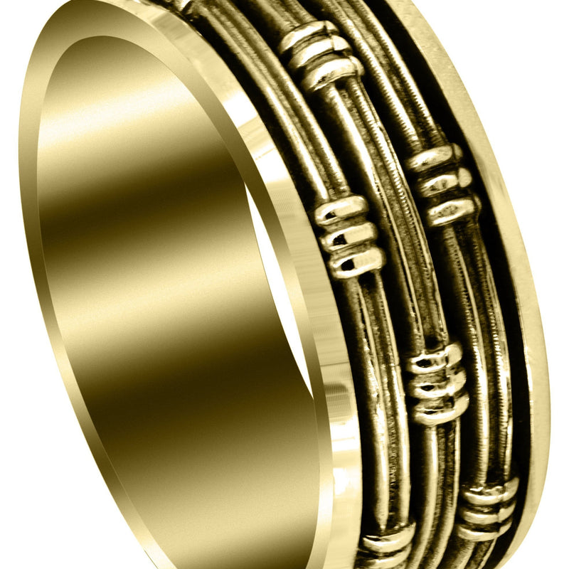 Yellow Gold Contemporary Mens Wedding Band | High Polish Finish