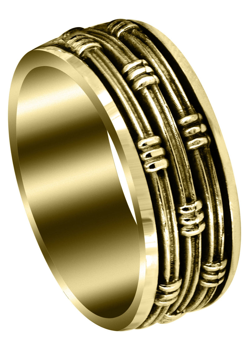 Yellow Gold Contemporary Mens Wedding Band | High Polish Finish