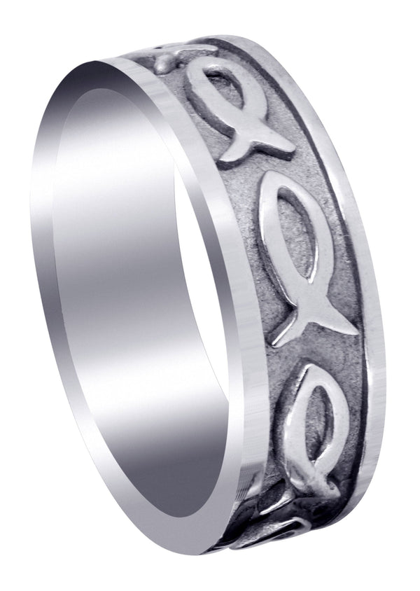 Religious Mens Wedding Band | Sand Blast / High Polish Finish (Mark)