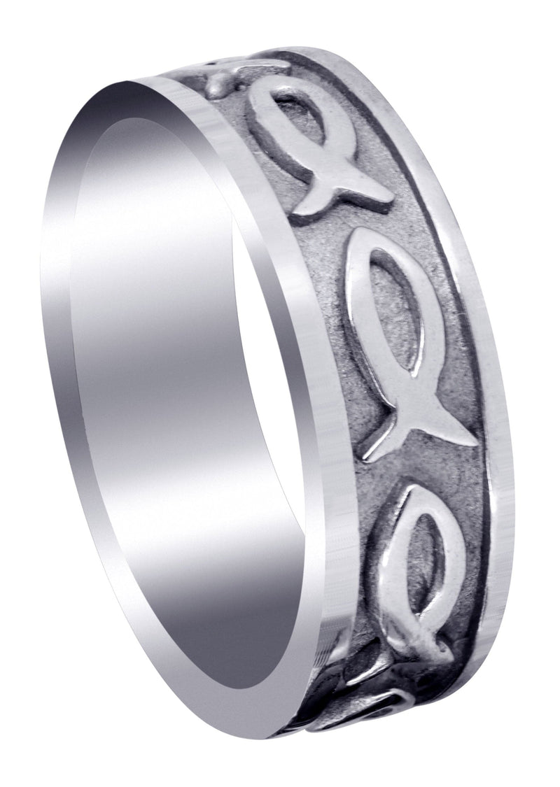 Religious Mens Wedding Band | Sand Blast / High Polish Finish (Mark)