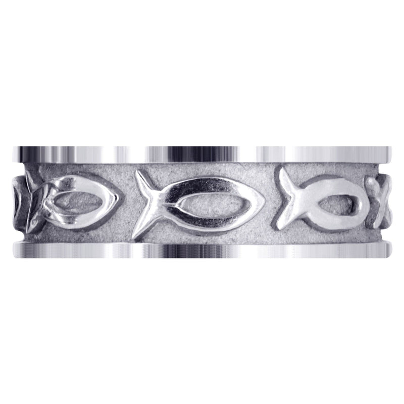 Religious Mens Wedding Band | Sand Blast / High Polish Finish (Mark)
