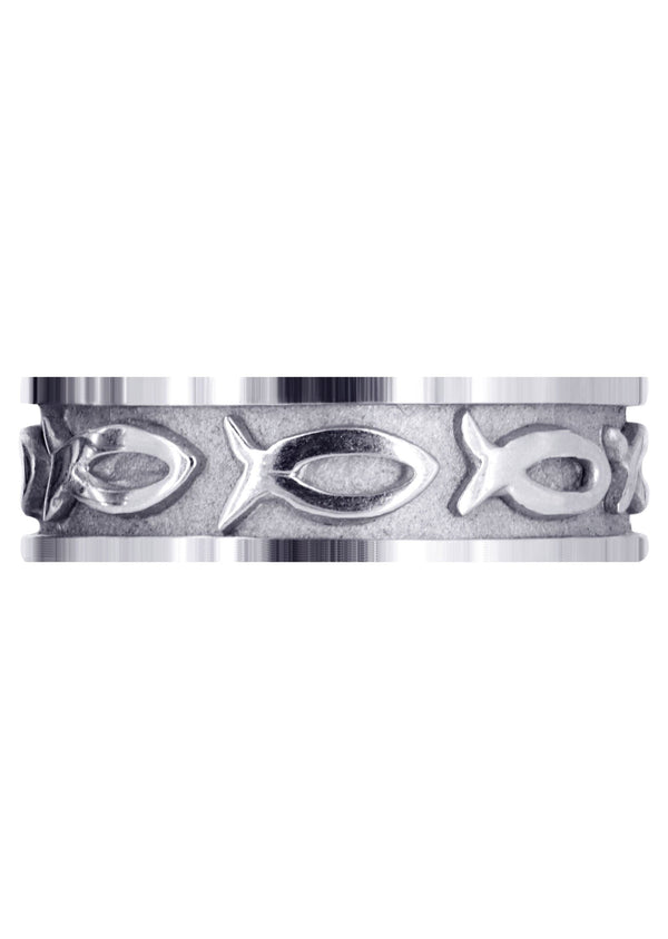 Religious Mens Wedding Band | Sand Blast / High Polish Finish (Mark)