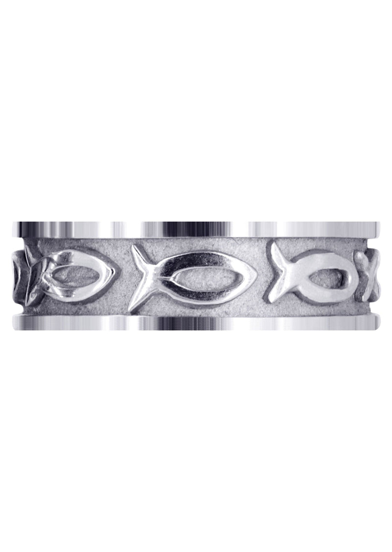 Religious Mens Wedding Band | Sand Blast / High Polish Finish (Mark)