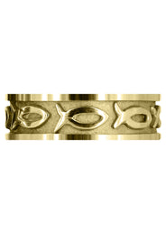 Yellow Gold Religious Mens Wedding Band | Sand Blast / High Polish Finish (Mark)