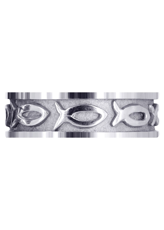 Religious Mens Wedding Band | Sand Blast / High Polish Finish (Mark)