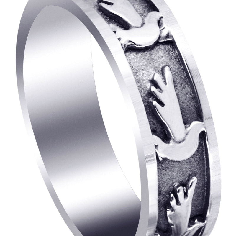 Religious Mens Wedding Band | Sand Blast / High Polish Finish (August)