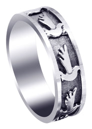 Religious Mens Wedding Band | Sand Blast / High Polish Finish (August)