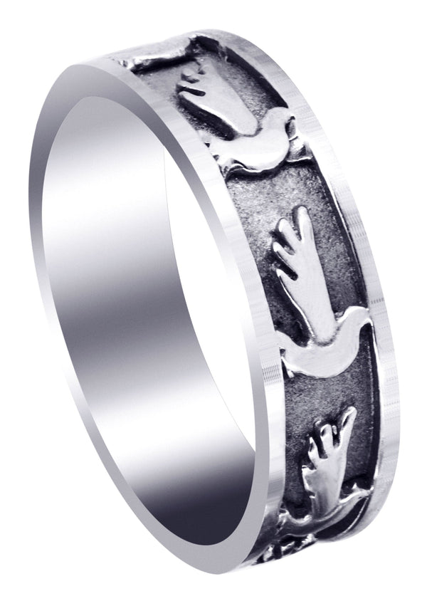 Religious Mens Wedding Band | Sand Blast / High Polish Finish (August)