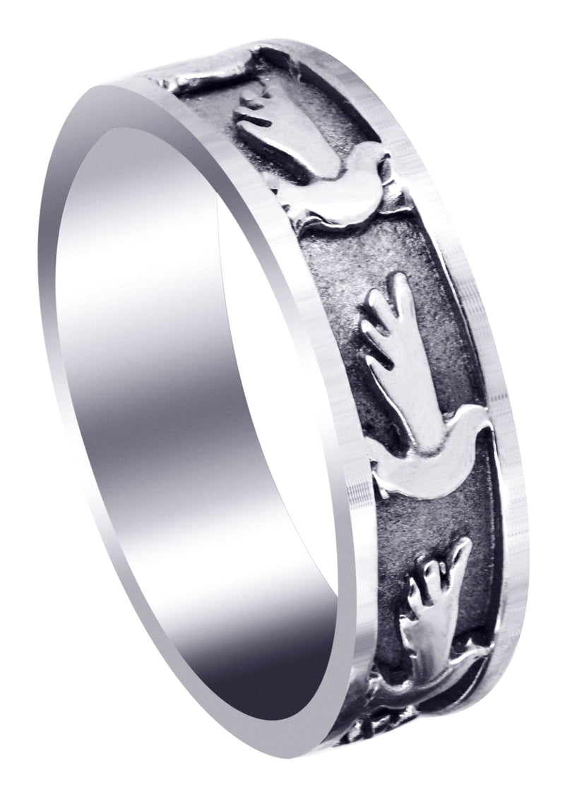 Religious Mens Wedding Band | Sand Blast / High Polish Finish (August)