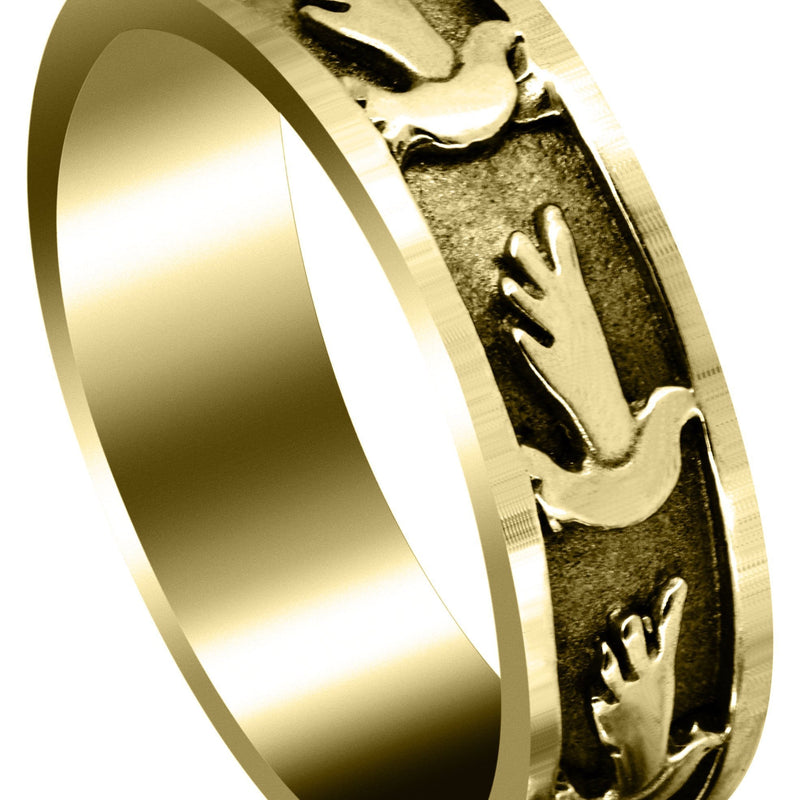 Yellow Gold Religious Mens Wedding Band | Sand Blast / High Polish Finish (August)