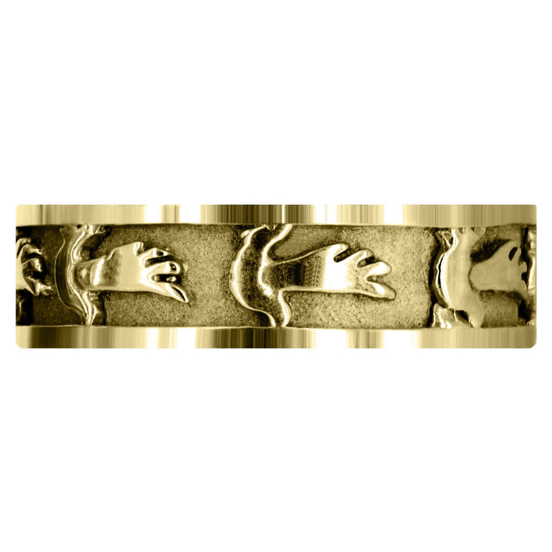 Yellow Gold Religious Mens Wedding Band | Sand Blast / High Polish Finish (August)