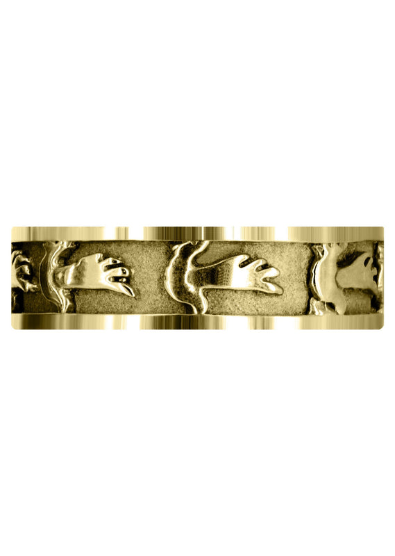 Yellow Gold Religious Mens Wedding Band | Sand Blast / High Polish Finish (August)
