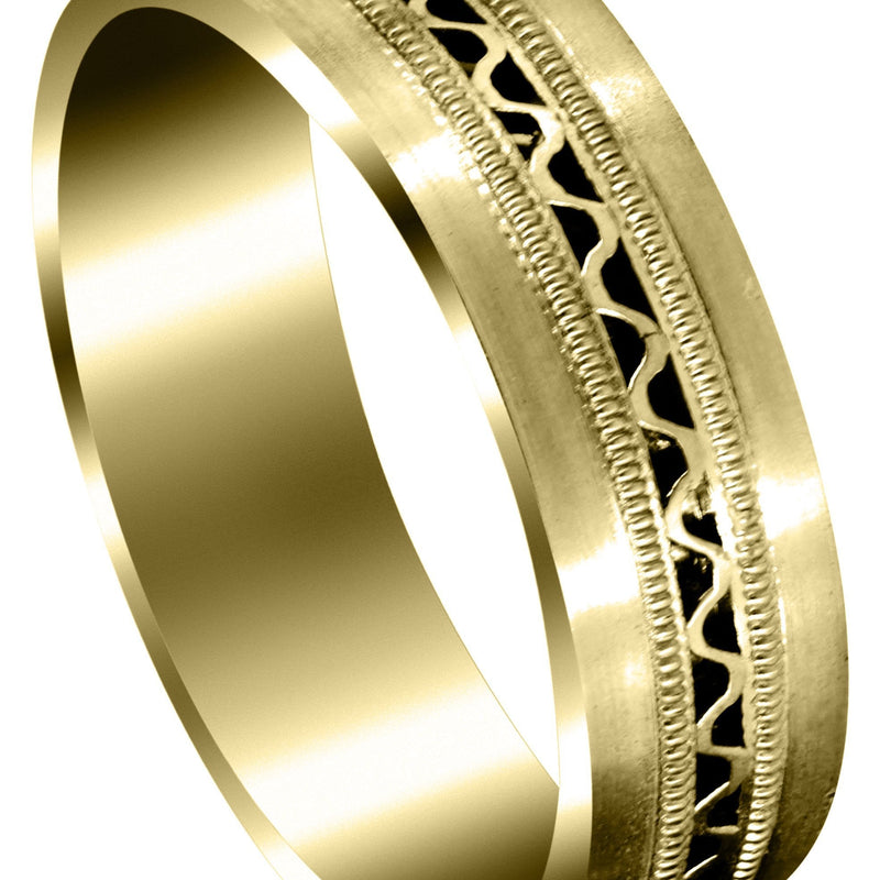 Yellow Gold Contemporary Mens Wedding Band | Satin Finish (Riley)