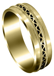 Yellow Gold Contemporary Mens Wedding Band | Satin Finish (Riley)