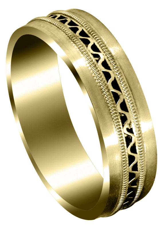Yellow Gold Contemporary Mens Wedding Band | Satin Finish (Riley)