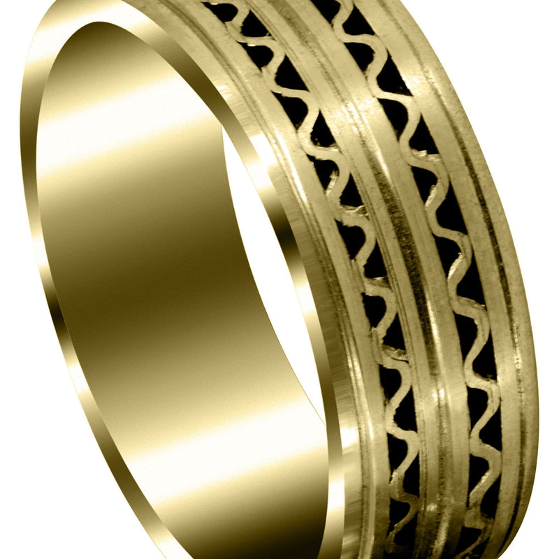 Yellow Gold Contemporary Mens Wedding Band | Satin Finish (Zayden)