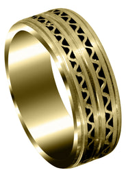 Yellow Gold Contemporary Mens Wedding Band | Satin Finish (Zayden)