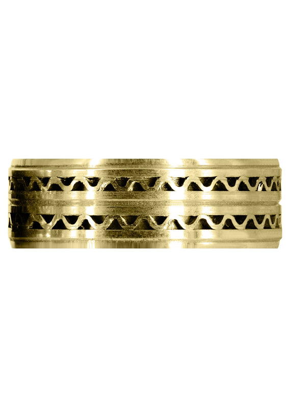 Yellow Gold Contemporary Mens Wedding Band | Satin Finish (Zayden)