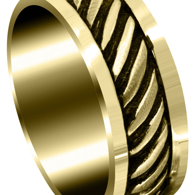 Yellow Gold Hand Woven Unique Mens Wedding Band | Satin Finish (Caden)