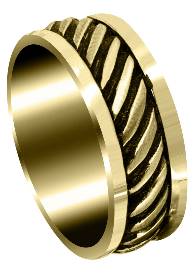 Yellow Gold Hand Woven Unique Mens Wedding Band | Satin Finish (Caden)