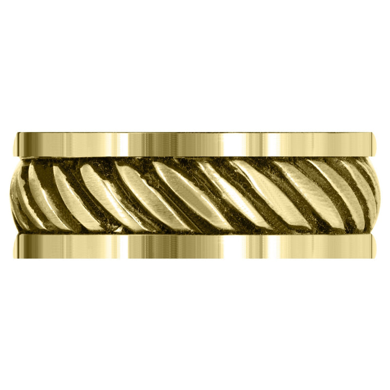 Yellow Gold Hand Woven Unique Mens Wedding Band | Satin Finish (Caden)