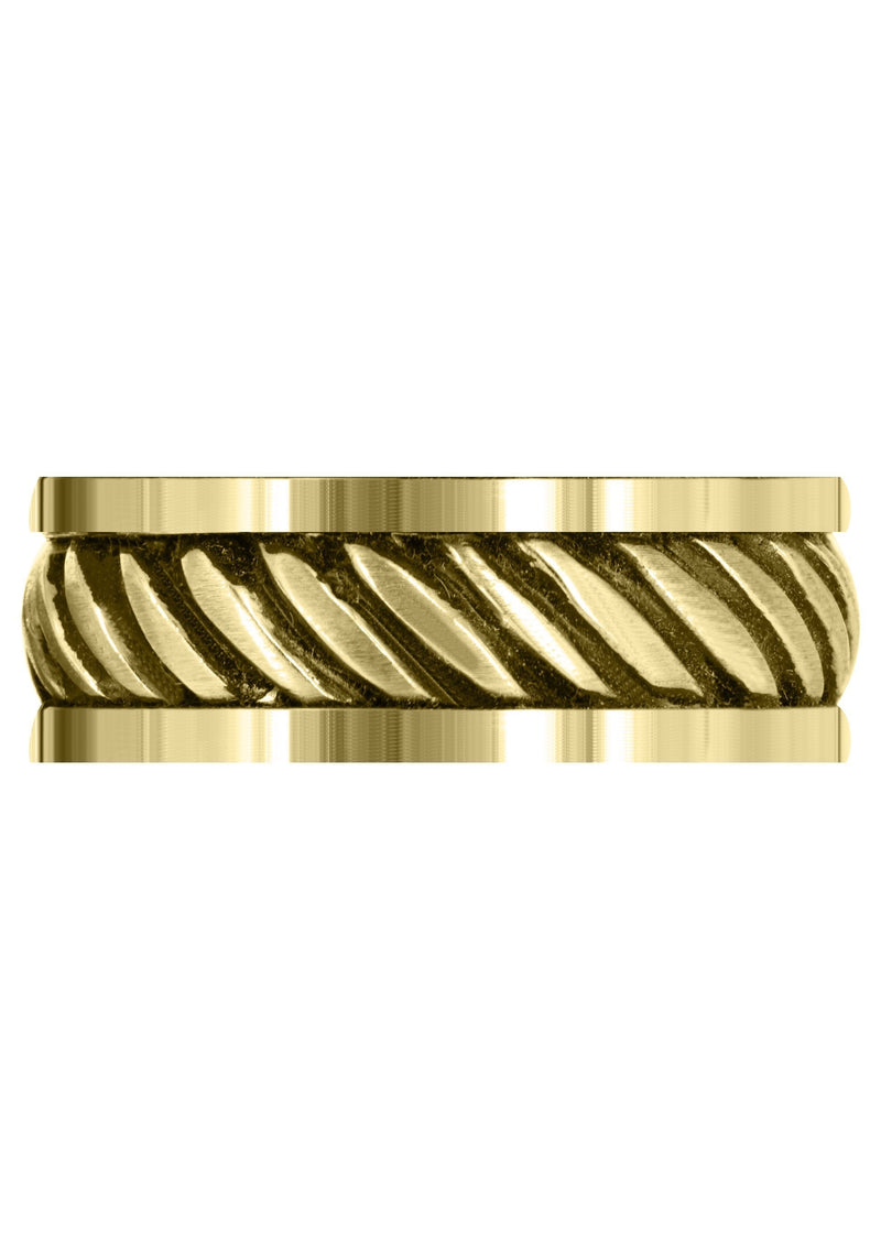 Yellow Gold Hand Woven Unique Mens Wedding Band | Satin Finish (Caden)