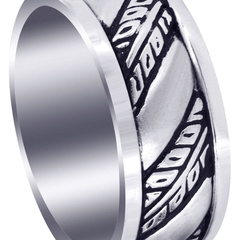 Fancy Carved Hand Engraved Diamond Mens Wedding Band | Satin Finish (Devin)