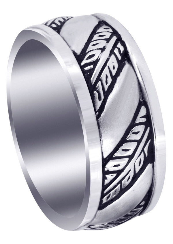 Fancy Carved Hand Engraved Diamond Mens Wedding Band | Satin Finish (Devin)