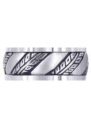 Fancy Carved Hand Engraved Diamond Mens Wedding Band | Satin Finish (Devin)