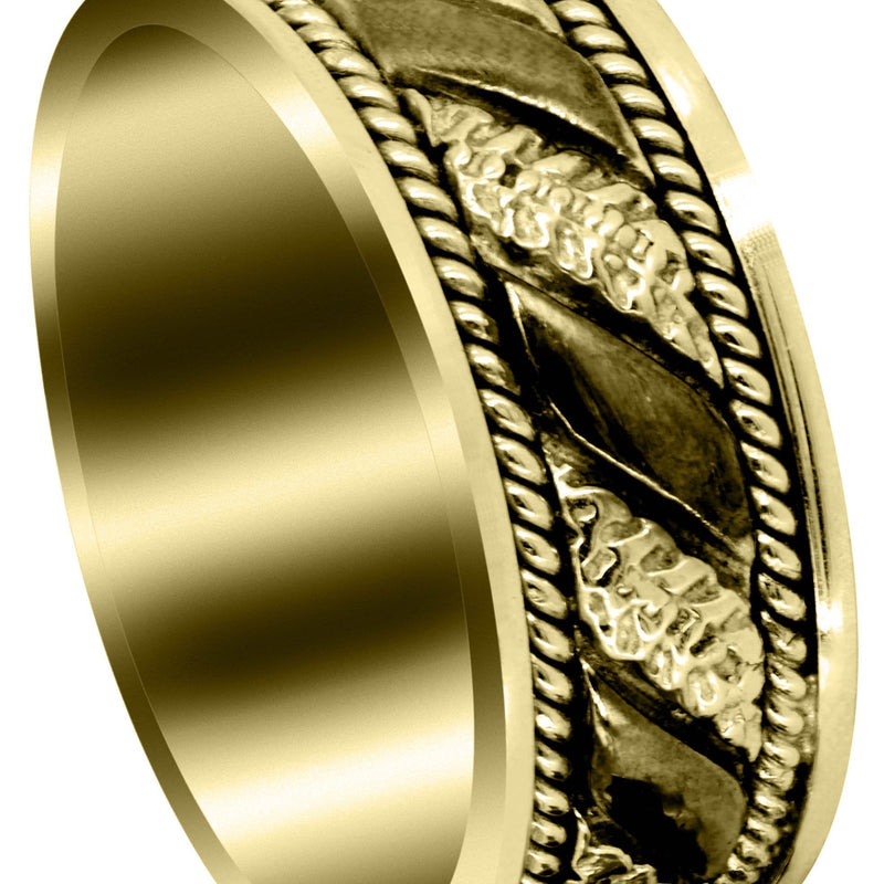 Yellow Gold Hand Woven Mens Engagement Ring | High Polish Finish (Jayceon)