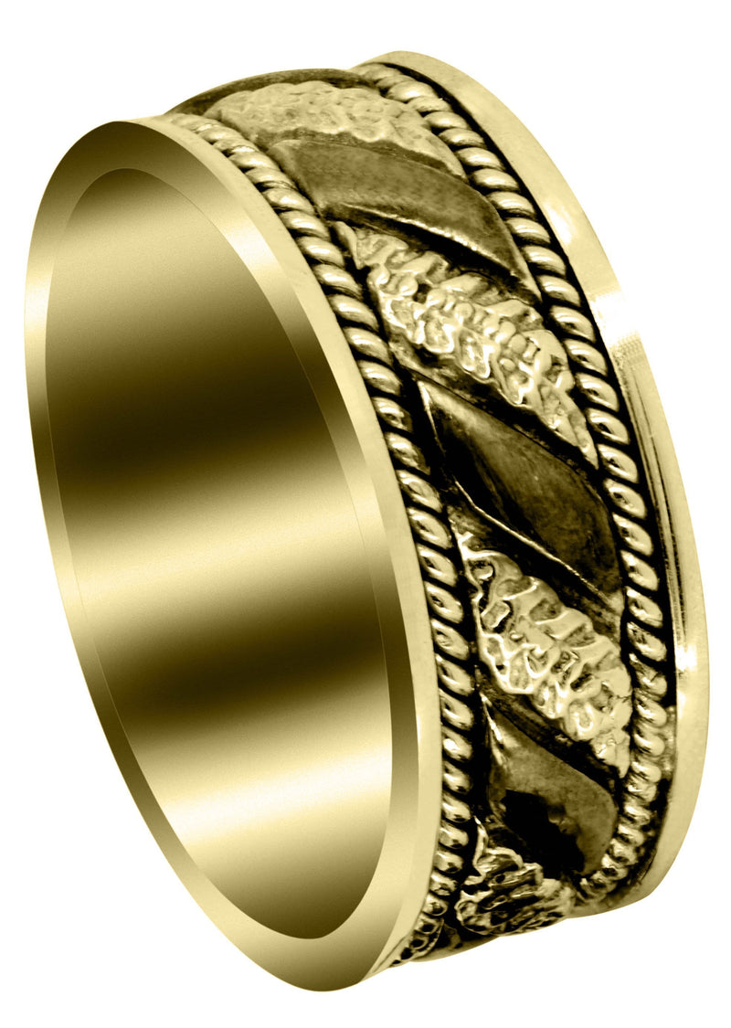 Yellow Gold Hand Woven Mens Engagement Ring | High Polish Finish (Jayceon)