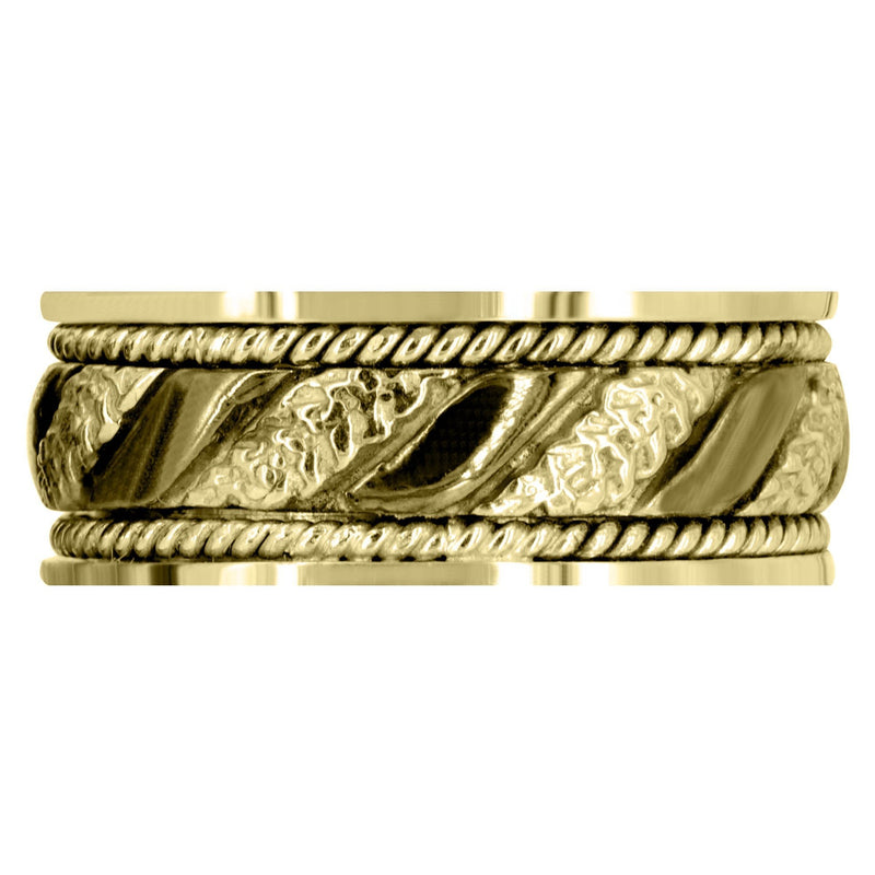 Yellow Gold Hand Woven Mens Engagement Ring | High Polish Finish (Jayceon)