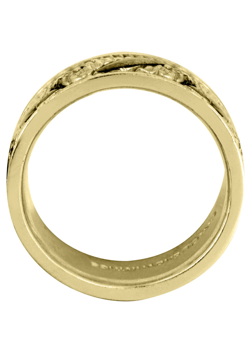 Yellow Gold Hand Woven Mens Engagement Ring | High Polish Finish (Jayceon)