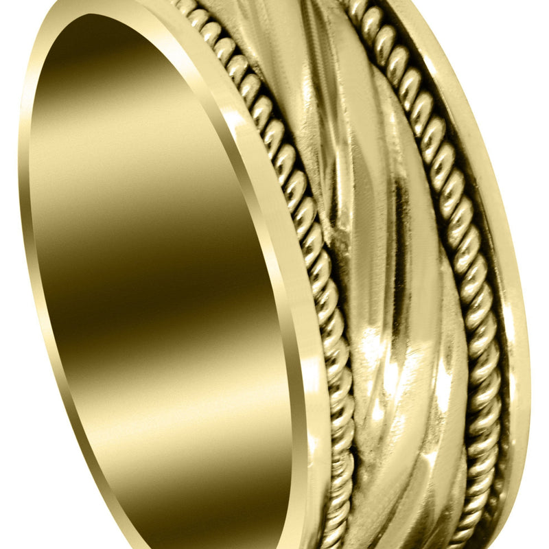 Yellow Gold Hand Woven Unique Mens Wedding Band | Satin Finish (Matteo)