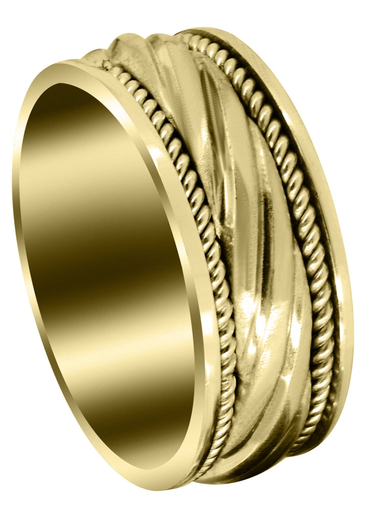 Yellow Gold Hand Woven Unique Mens Wedding Band | Satin Finish (Matteo)