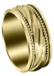 Yellow Gold Hand Woven Unique Mens Wedding Band | Satin Finish (Matteo)