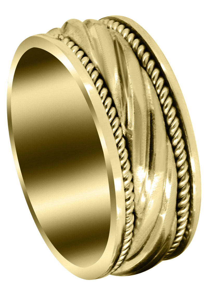 Yellow Gold Hand Woven Unique Mens Wedding Band | Satin Finish (Matteo)