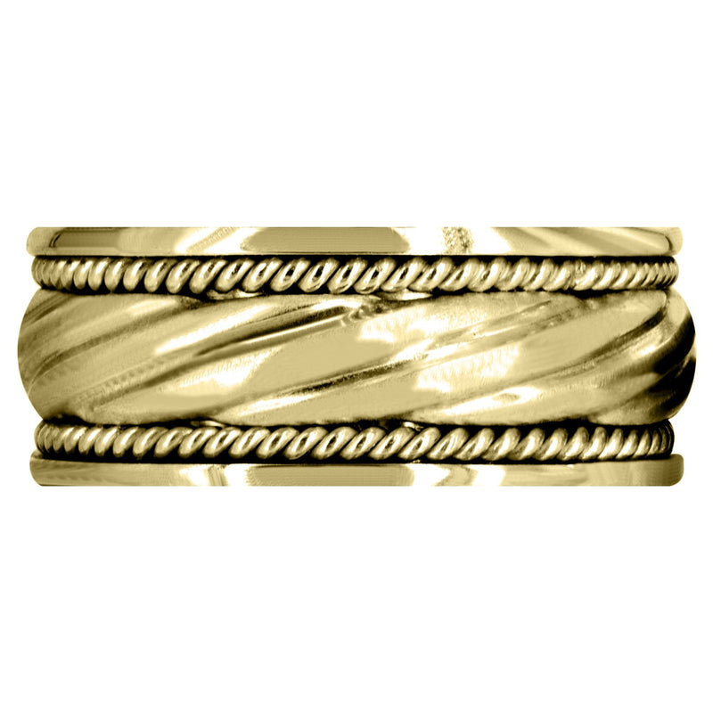 Yellow Gold Hand Woven Unique Mens Wedding Band | Satin Finish (Matteo)